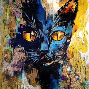 Lucifer mixed media aranyfóliás akril festmény feszített vásznon, 20x30, keret nélkül - művészet - festmény - festmény vegyes technika - Meska.hu