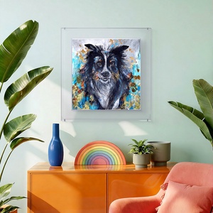 A kutya neve: Sly mixed media akril festmény; 40x40; keret nélkül - művészet - festmény - festmény vegyes technika - Meska.hu