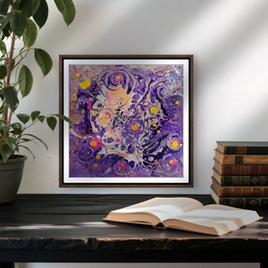 Olvadás pouring akril festmény vastag MDF lapon, akasztó és keret nélkül, 25x25 cm-es, Művészet, Festmény, Akril, Festészet, MESKA