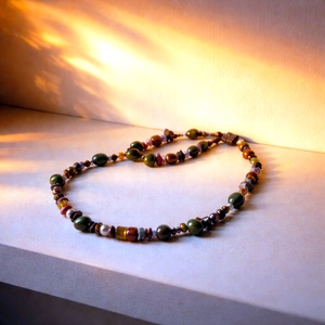 Olíva ékszergyurma-ásványos nyaklánc-karkötő szett - ékszer - ékszerszett - Meska.hu