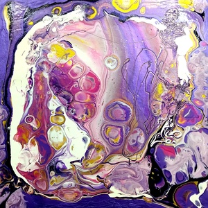 Olvadás 2. pouring akril festmény vastag MDF lapon, akasztó és keret nélkül, 25x25 cm-es - művészet - festmény - akril - Meska.hu