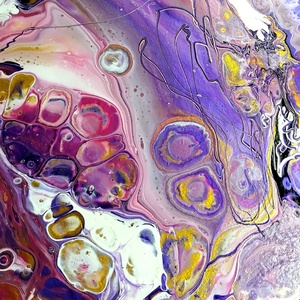 Olvadás 2. pouring akril festmény vastag MDF lapon, akasztó és keret nélkül, 25x25 cm-es - művészet - festmény - akril - Meska.hu