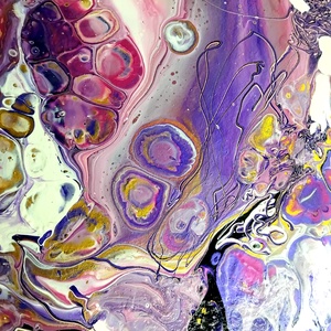Olvadás 2. pouring akril festmény vastag MDF lapon, akasztó és keret nélkül, 25x25 cm-es - művészet - festmény - akril - Meska.hu