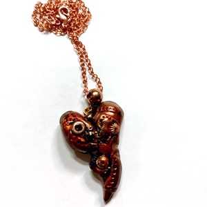 Valentin napi steampunk szív medál rózsaarany medálvezetőn, nemesacél réz színű láncon - ékszer - nyaklánc - medálos nyaklánc - Meska.hu