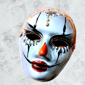 Velencei álarc Szomorú bohóc, kézzel festett papírmaszk, dísz, hordható, felnőtt - Meska.hu