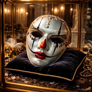 Velencei álarc Szomorú bohóc, kézzel festett papírmaszk, dísz, hordható, felnőtt - ruha & divat - jelmez & álarc - álarc - Meska.hu