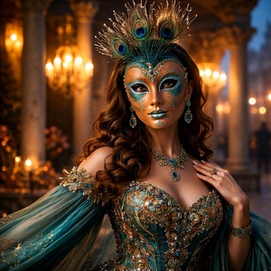 Velencei álarc Pávaszem, kézzel festett papírmaszk, dísz, hordható, felnőtt - ruha & divat - jelmez & álarc - álarc - Meska.hu