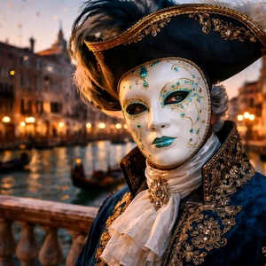 Velencei álarc Kék Harlekin, kézzel festett papírmaszk, dísz, hordható, felnőtt - ruha & divat - jelmez & álarc - álarc - Meska.hu