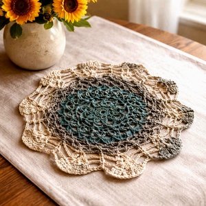 Napraforgó horgolt terítő - otthon & életmód - lakástextil - abrosz, terítő - díszterítő polcra, komódra - Meska.hu