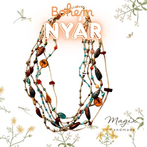 Bohém nyár 1.: A szitakötő tánca, többszálas dizájner nyaklánc, középhosszú viselet, bohém, nyárra - ékszer - nyaklánc - gyöngyös nyaklánc - Meska.hu
