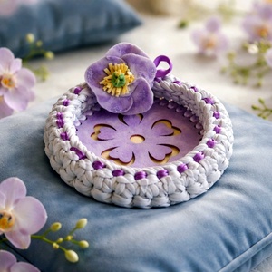 Tavaszváró kis kosárkák Wisteria horgolt kosárka húsvétra, tojásnak, csokitojásnak, Ünnepi díszek, dekorációk, Húsvéti díszek és dekorációk, Húsvéti kosár, Horgolás, MESKA