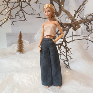 Bő szárú nadrág Barbie babára , Játék & Sport, Baba & babaház, Barbie ruhák, Varrás, MESKA