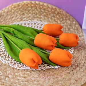 Textil tulipáncsokor  5 szál kézzel készült pamutvászon virág, tartós lakásdekoráció és ajándék, Otthon & Életmód, Dekoráció, Virágdísz és tartó, Csokor & Virágdísz, Varrás, MESKA