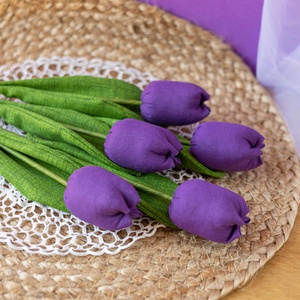 Textil tulipáncsokor  5 szál kézzel készült pamutvászon virág, tartós lakásdekoráció és ajándék, Otthon & Életmód, Dekoráció, Virágdísz és tartó, Csokor & Virágdísz, Varrás, MESKA