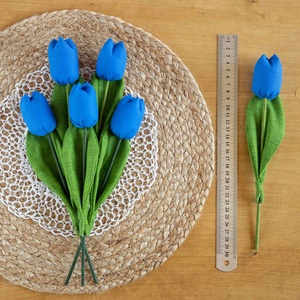 Textil tulipáncsokor  5 szál kézzel készült pamutvászon virág, tartós lakásdekoráció és ajándék - otthon & életmód - dekoráció - virágdísz és tartó - csokor & virágdísz - Meska.hu