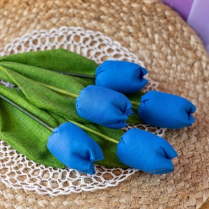 Textil tulipáncsokor  5 szál kézzel készült pamutvászon virág, tartós lakásdekoráció és ajándék, Otthon & Életmód, Dekoráció, Virágdísz és tartó, Csokor & Virágdísz, Varrás, MESKA