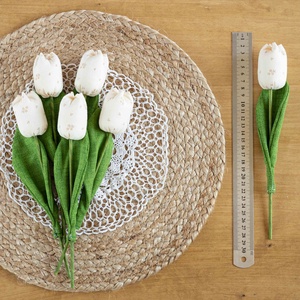 Textil tulipáncsokor  5 szál kézzel készült pamutvászon virág, tartós lakásdekoráció és ajándék - otthon & életmód - dekoráció - virágdísz és tartó - csokor & virágdísz - Meska.hu