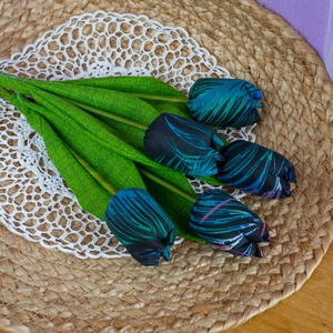 Textil tulipáncsokor  5 szál kézzel készült pamutvászon virág, tartós lakásdekoráció és ajándék, Otthon & Életmód, Dekoráció, Virágdísz és tartó, Csokor & Virágdísz, Varrás, MESKA