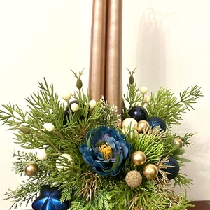 Adventi, karácsonyi asztaldísz kék-óarany színben - karácsony - adventi díszek - adventi asztaldísz - Meska.hu