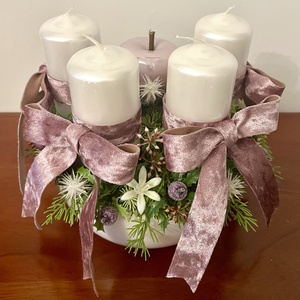 Pasztell lila adventi, karácsonyi asztaldísz - karácsony - adventi díszek - adventi asztaldísz - Meska.hu
