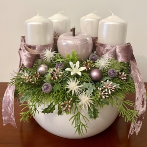 Pasztell lila adventi, karácsonyi asztaldísz - Meska.hu