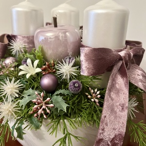 Pasztell lila adventi, karácsonyi asztaldísz - karácsony - adventi díszek - adventi asztaldísz - Meska.hu