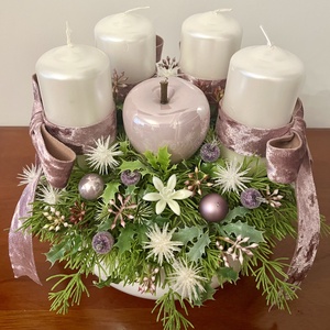 Pasztell lila adventi, karácsonyi asztaldísz - karácsony - adventi díszek - adventi asztaldísz - Meska.hu
