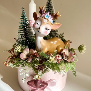 Karácsonyi huncut őzikés asztaldísz - karácsony - adventi díszek - adventi asztaldísz - Meska.hu
