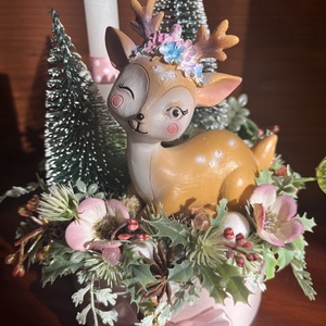 Karácsonyi huncut őzikés asztaldísz - karácsony - adventi díszek - adventi asztaldísz - Meska.hu