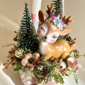 Karácsonyi huncut őzikés asztaldísz - karácsony - adventi díszek - adventi asztaldísz - Meska.hu