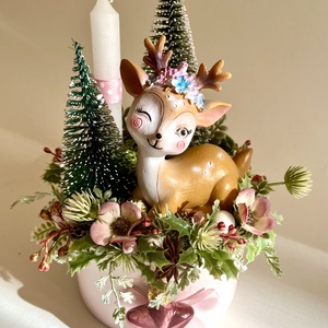 Karácsonyi huncut őzikés asztaldísz - karácsony - adventi díszek - adventi asztaldísz - Meska.hu