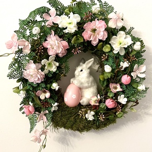 Pasztell-fehér nyuszis kopogtató, ajtódísz - Meska.hu