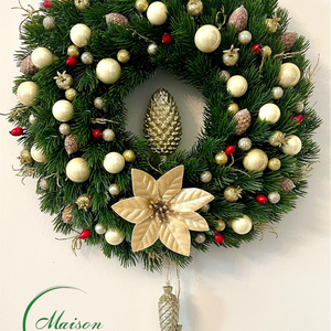 Krém-arany karácsonyi kopogtató, ajtódísz - Meska.hu