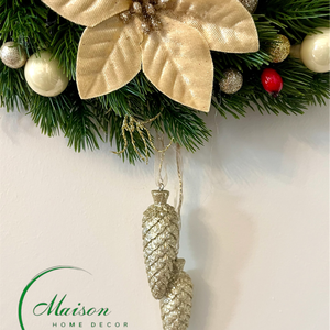 Krém-arany karácsonyi kopogtató, ajtódísz - karácsony - karácsonyi lakásdekoráció - karácsonyi ajtódíszek - Meska.hu