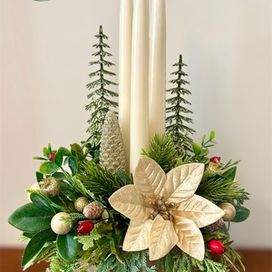 Krém-arany adventi, karácsonyi asztaldísz - Meska.hu