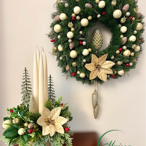 Krém-arany adventi, karácsonyi asztaldísz - karácsony - adventi díszek - adventi asztaldísz - Meska.hu