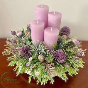 Oasztell lila adventi, karácsonyi asztaldísz - Meska.hu