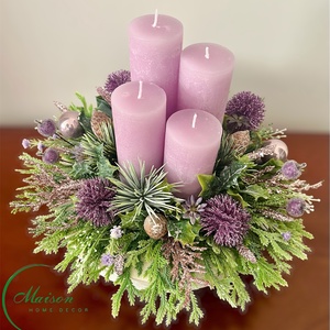 Oasztell lila adventi, karácsonyi asztaldísz - karácsony - adventi díszek - adventi asztaldísz - Meska.hu