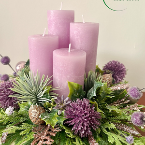 Oasztell lila adventi, karácsonyi asztaldísz - karácsony - adventi díszek - adventi asztaldísz - Meska.hu