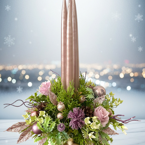 Pasztell rózsaszín, lila adventi, karácsonyi asztaldísz - karácsony - adventi díszek - adventi asztaldísz - Meska.hu