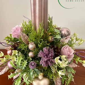 Pasztell rózsaszín, lila adventi, karácsonyi asztaldísz - karácsony - adventi díszek - adventi asztaldísz - Meska.hu