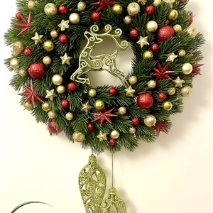 Karácsonyi kopogtató, ajtódísz szarvassal, Karácsony, Karácsonyi lakásdekoráció, Karácsonyi ajtódíszek, Virágkötés, MESKA