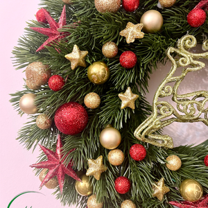 Karácsonyi kopogtató, ajtódísz szarvassal - karácsony - karácsonyi lakásdekoráció - karácsonyi ajtódíszek - Meska.hu