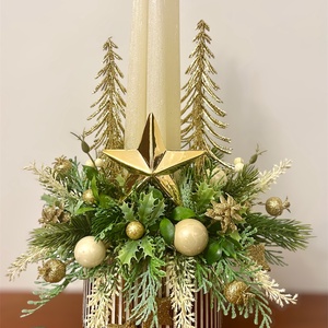 Adventi, karácsonyi asztaldísz krém-arany színben - Meska.hu