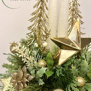 Adventi, karácsonyi asztaldísz krém-arany színben - karácsony - adventi díszek - adventi asztaldísz - Meska.hu