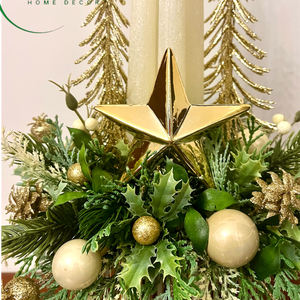 Adventi, karácsonyi asztaldísz krém-arany színben - karácsony - adventi díszek - adventi asztaldísz - Meska.hu