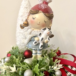 Karácsonyi asztaldísz bájos kislánnyal - karácsony - karácsonyi lakásdekoráció - ünnepi asztaldekoráció - Meska.hu