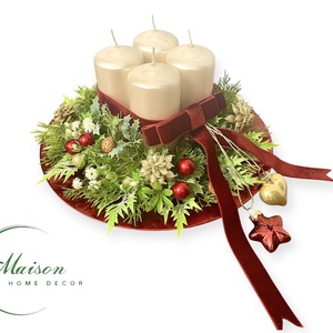 Bordó adventi karácsonyi asztaldísz - Meska.hu