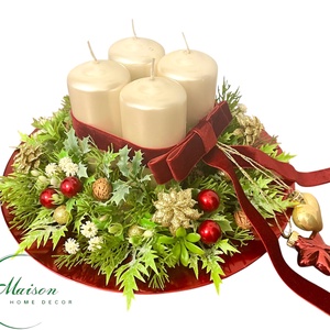 Bordó adventi karácsonyi asztaldísz - karácsony - adventi díszek - adventi asztaldísz - Meska.hu