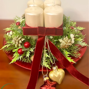 Bordó adventi karácsonyi asztaldísz - karácsony - adventi díszek - adventi asztaldísz - Meska.hu